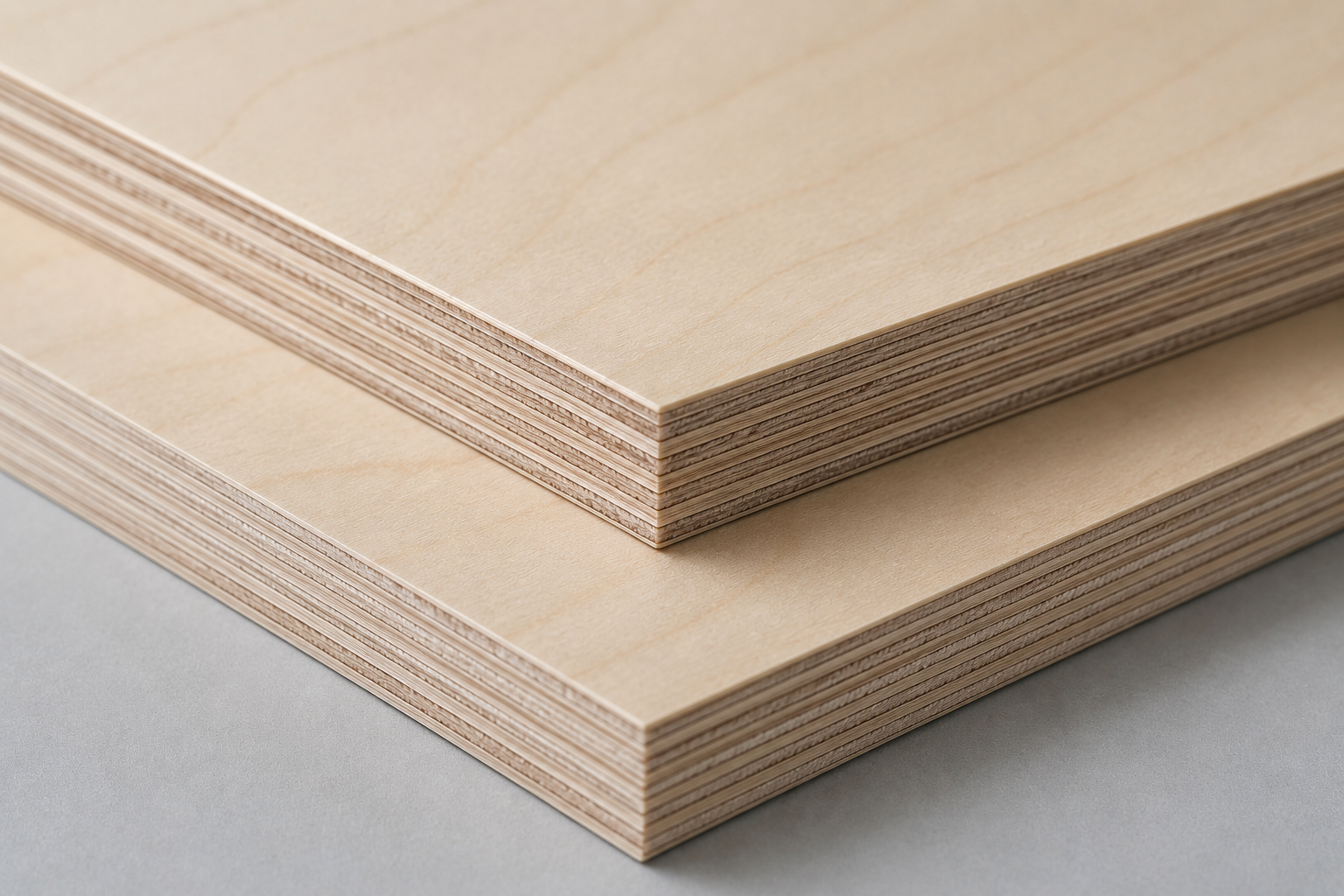 Stacked birch plywood surface panels